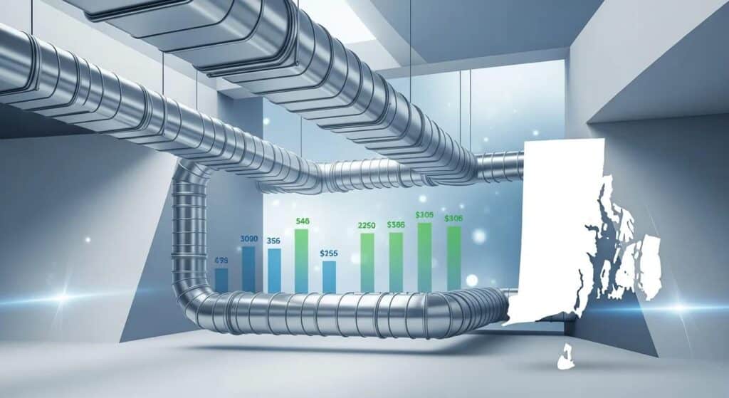 Ductwork installation with price chart for air duct cleaning services in Rhode Island, highlighting costs for 2026.