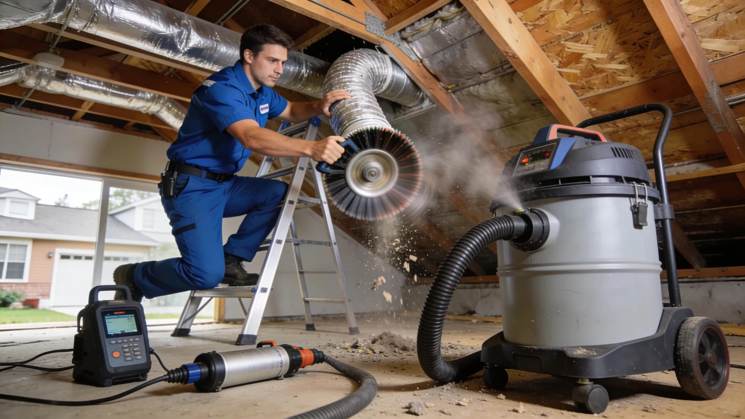 Showcase of diverse duct cleaning service equipment and techniques used by professionals